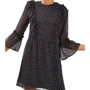 Topshop | Ruffled Polka Dot Dress with 3/4 Sleeves